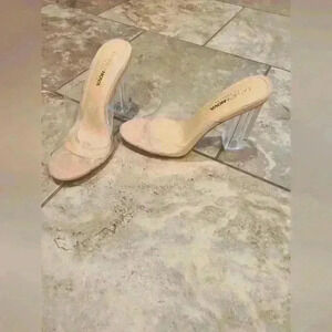 New no box! Women's Fashion Nova clear heels, sz 8, $25